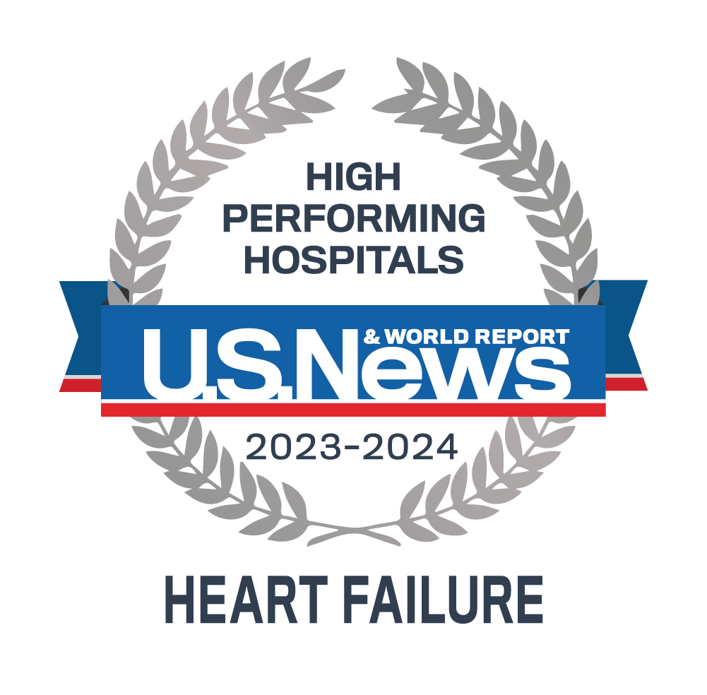 U.S. News & World Report High Performing Hospitals for Heart Failure in 2023-2024